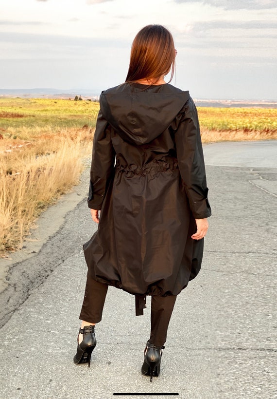 Raincoat Hooded Jacket Fall Jacket Long Raincoat Hooded Raincoat EUGF VE0251PL