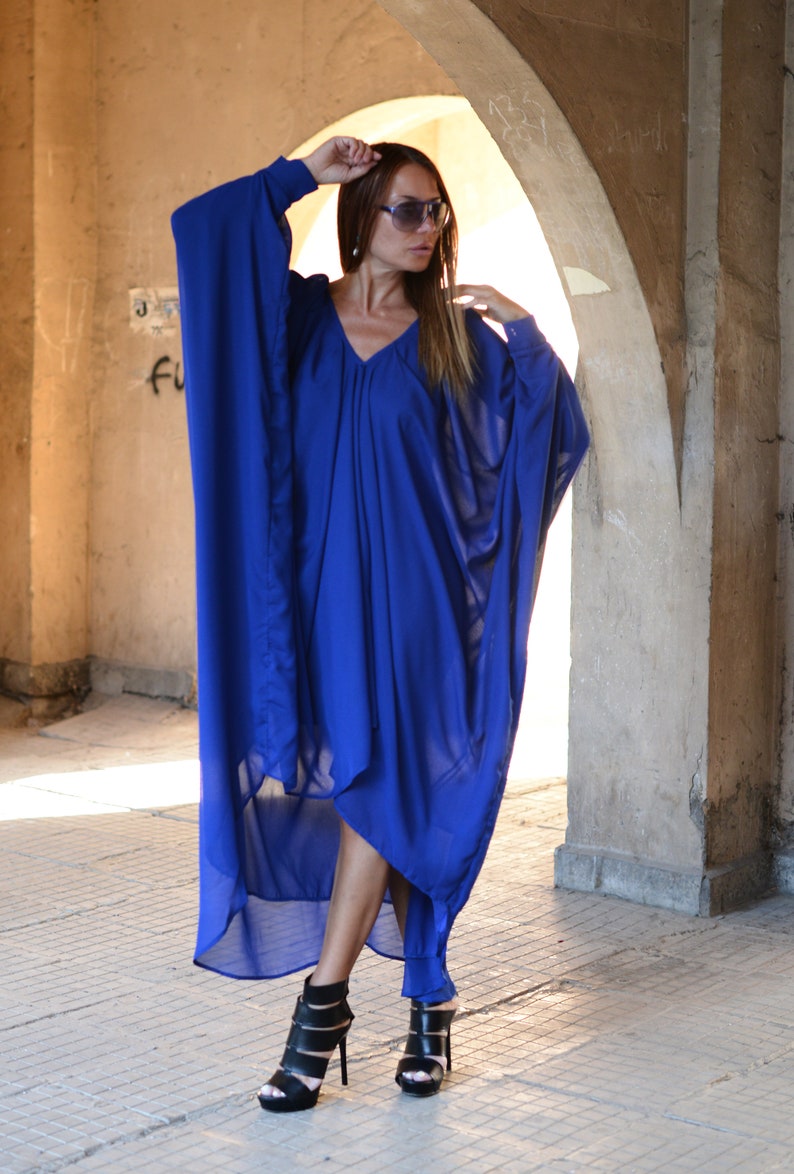 Boho Chiffon Maxi Kaftanklänning, Plus Size Oversize Sommarklänning bild 5