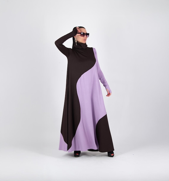 purple two tone dress purple dress prom Purple Two-Tone Plunging Tailor-Made Long Train Prom Dress