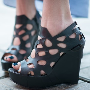 Leather Summer Sandals, Leather Shoes, Womens Sandals, Black Sandals, Summer Sandals, Black Shoes, Ladies Shoes, Flat Shoes - SH0830LD