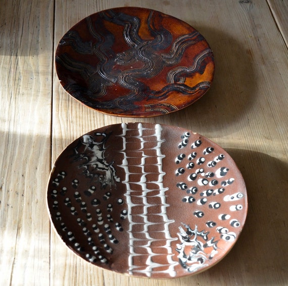 Cornish Studio Pottery Slab Dish With Slip Decoration