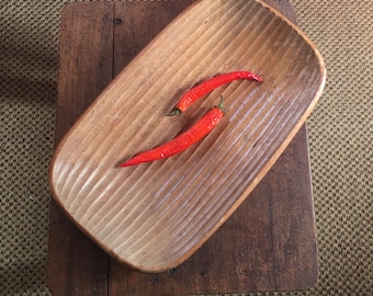 Hand carved Vintage Wood Fruit Bowl