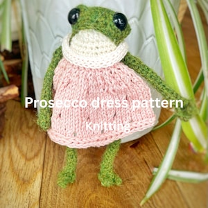 Knitting Pattern for Cocktail - Prosecco Dress for Froggy | Fits 11-12 cm Frog | Digital PDF Pattern