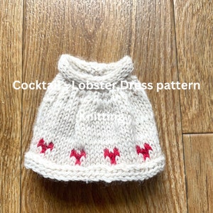 PATTERN - Froggy's Cocktail - Lobster Dress pattern PDF, amigurumi frog, handknit frog clothing