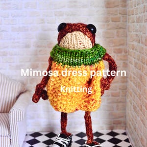 Knitting Pattern for Summer Mimosa - Dress for Froggy | Fits 11-12 cm Frog | Digital PDF
