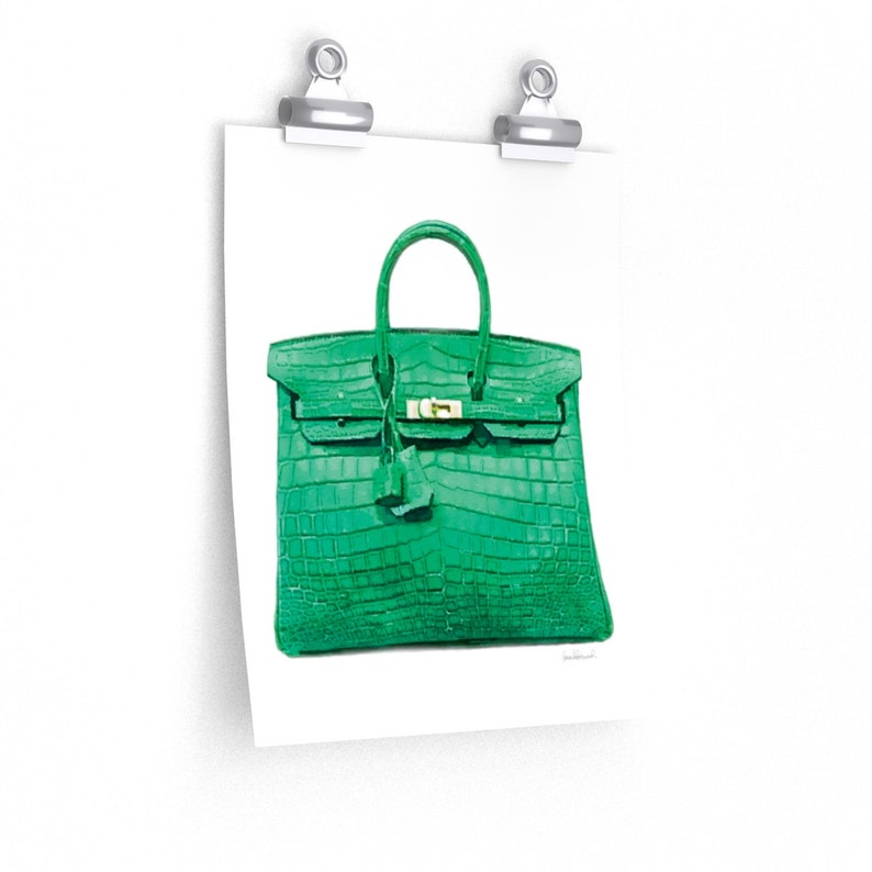 Affiche émeraude vert sac sac sac à main art mural | Etsy