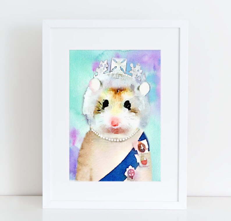 Queen Elizabeth hamster 8x10 printable Royal animals dressed Etsy