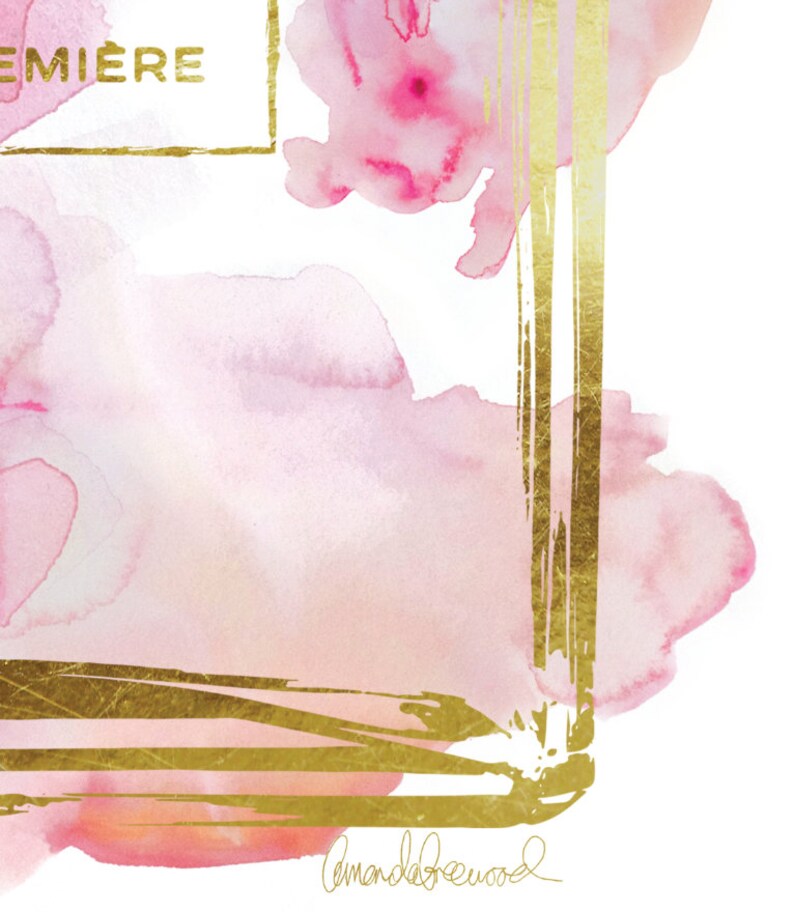 Canvas Gold Pink Blush Perfume Bottle wall art Fashion Etsy