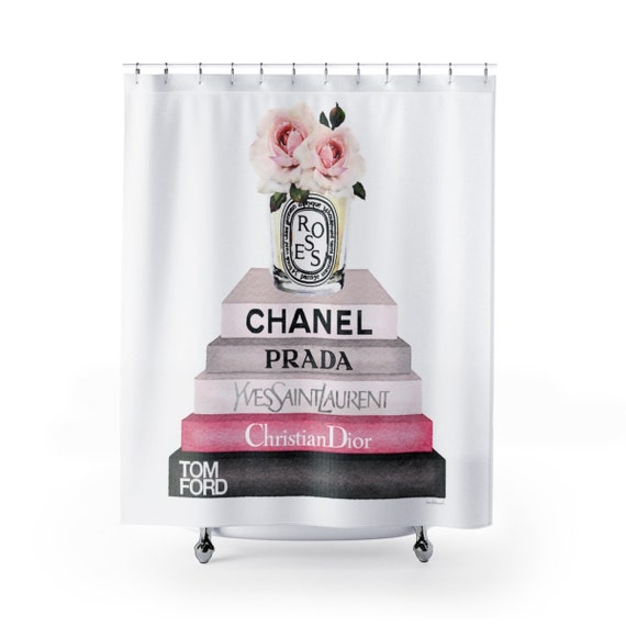 Come Up With Cloudy Stun Pink Chanel Shower Curtain Contradict Conversion Abrasive Come Up With Cloudy Stun Pink Chanel, Designer Shower Curtains Chanel
