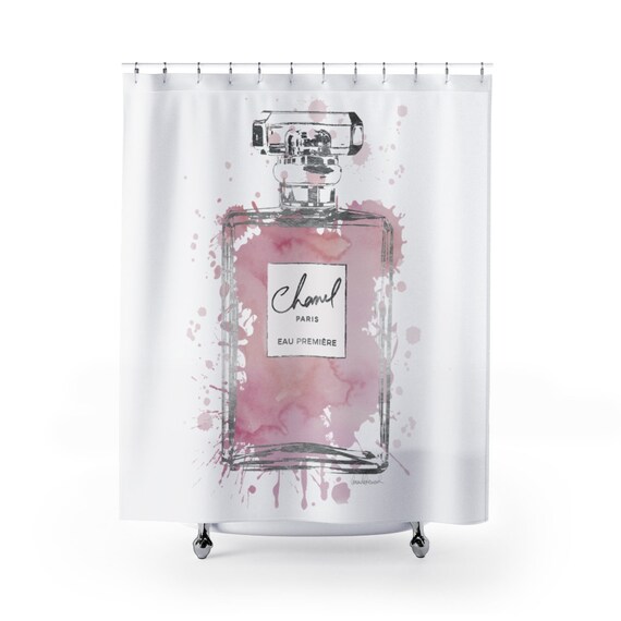 Shower Curtain Fashion Perfume Pink Silver Make Up Etsy