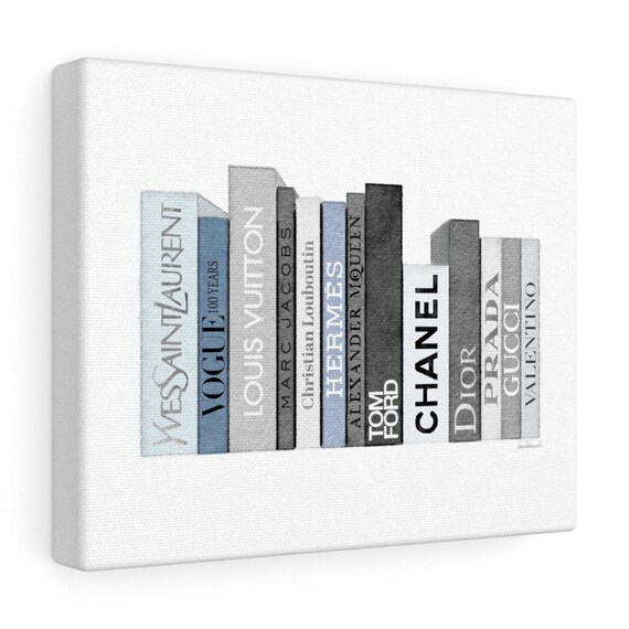 Canvas Blue Grey Books Fashion Books Wall Art Fashion Etsy