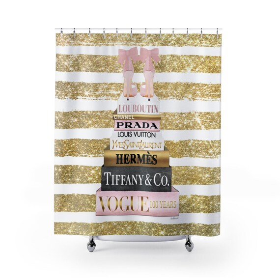 Shower Curtain Blush Pink Gold Shoes Fashion Booksgold - Blush Pink Glitter Shower Curtain