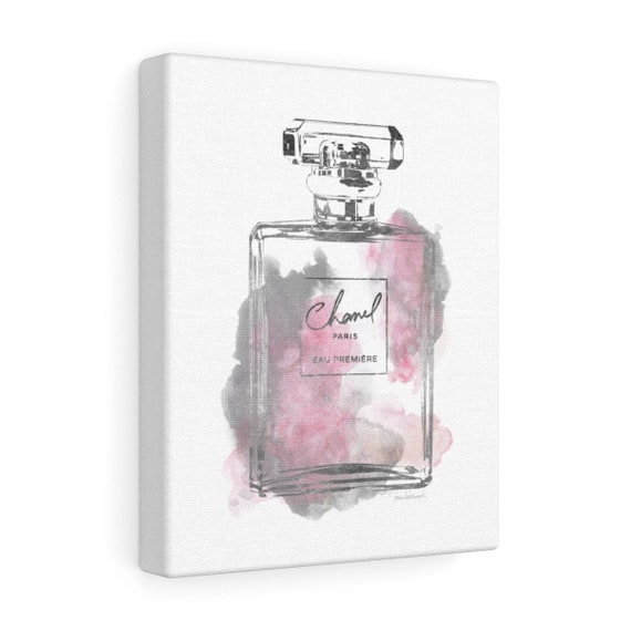Pink Grey Silver Perfume Bottle Make upCanvas wall art | Etsy