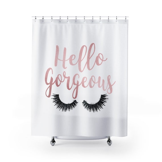 Girls Shower Curtain Quote Beauty Charm Makeup Print for Bathroom