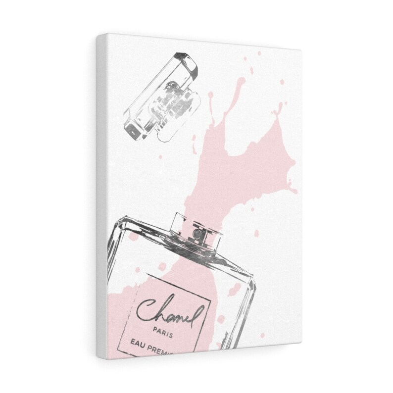 Canvas Silver blush pink perfume bottle wall art Fashion Etsy