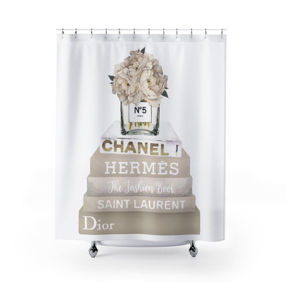 Shower Curtain Fashion Books Hydrangea Make Up Cream Ilration Fashionista Designer Bathroom