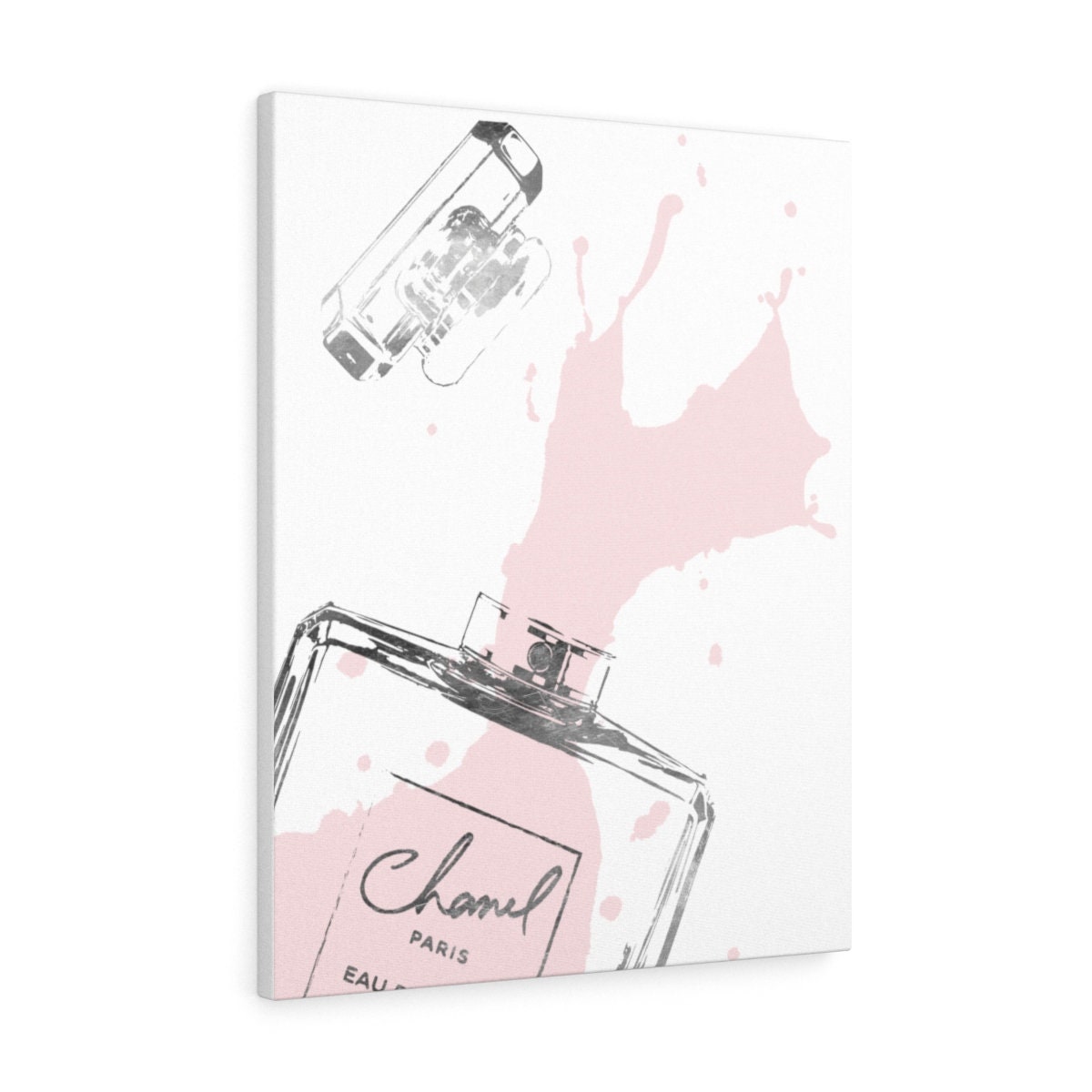 Canvas Silver blush pink perfume bottle wall art Fashion | Etsy