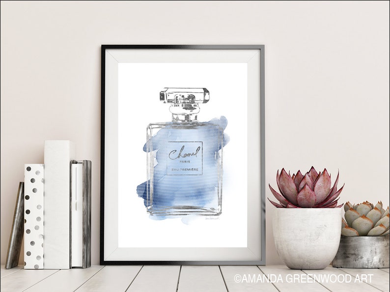 Navy Blue Sliver periwinkle Perfume Bottle Fashion | Etsy