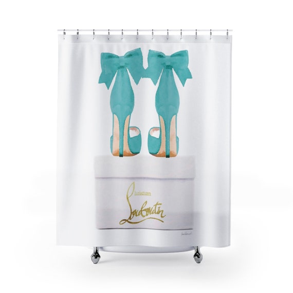 teal and gold shower curtain