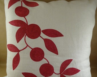 Hand-painted Orange branch cushion/pillow in hand-painted fabric Orange Branch