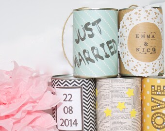 individual WeddingCans with PomPom