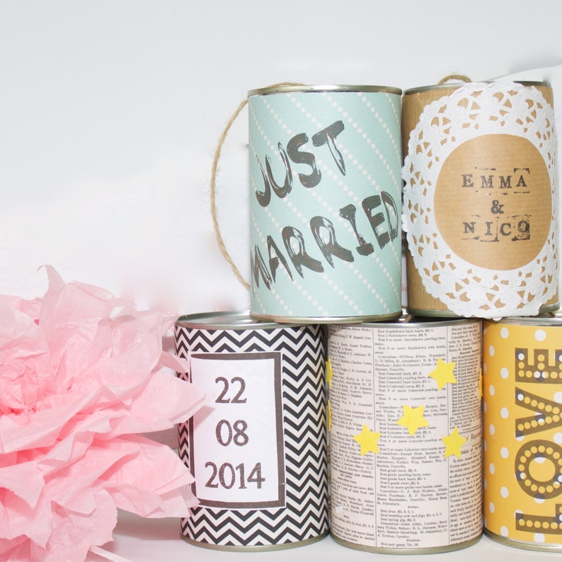 individual WeddingCans with PomPom image 1