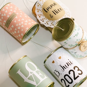 Autodekoration aus Dosen zur Hochzeit personalisiert Eukalyptus & Rose