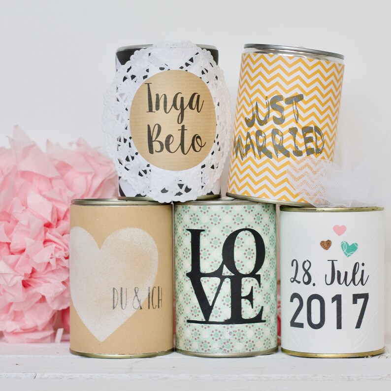 individual WeddingCans with PomPom image 4