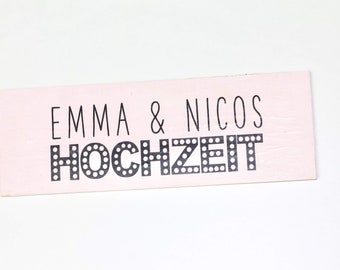 Name plate made of wood for the wedding