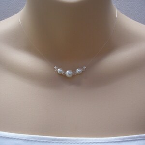Graduating Coloured Pearl Floating Illusion Necklaces for women bridesmaids 41DT