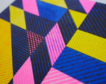 Arte geométrico para pared: póster abstracto y llamativo en tamaño A3