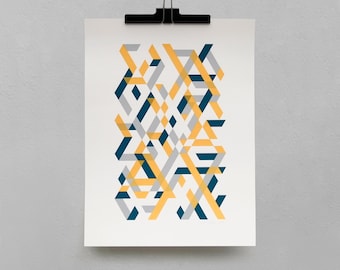 Serigrafía geométrica: Arte abstracto (30 x 40 cm)