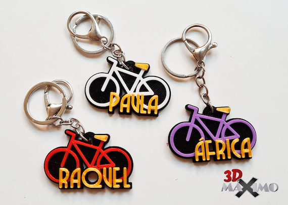 Personalized Keychain With Bicycle Name 