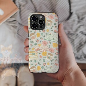 Book Phone Case iPhone Samsung Phone Case Spring Books Coffee iPhones Galaxy Aesthetic Sturdy Case Spring Bookish Coffee Coquette Phone Case