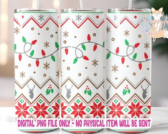 SVG/Waterslide/Sublimation Christmas Lights Fair Isle Sweater Pattern Digital Download .png .svg .pdf .jpg