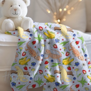 Bearded Dragons Blue Velveteen Plush Blanket Throw Blanket Baby Blanket Gifts For Her Gifts for Kids Gifts for Him Beardies Dragons Lizards