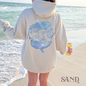 Whale Shark Ocean Inspired Hoodie Beachy Hoodie Sweatshirt Mermaidcore Coconut Girl Ocean Beach Hoodie Granola Girl Marine Biology