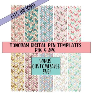 Seamless Patterns Glitter Pen Digital Template 10 Pack Tangram Leopard Polka Dot Sunflower Lips Donuts Watermelon Succulents Waterslide Wrap