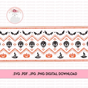 SVG/waterglijbaan/sublimatie Noordse Halloween schedel patroon Fair Isle digitale download .png .svg .pdf .jpg