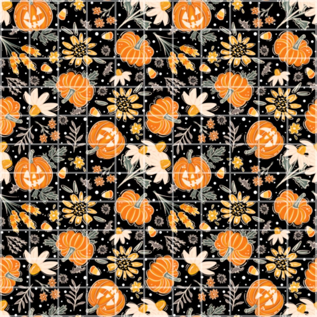 Halloween Pumpkin Seamless Pattern Digital Paper, Fall Pumpkin Floral ...