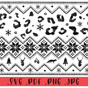 SVG/waterglijbaan/sublimatie vallende sneeuw Noordse winterpatroon Fair Isle Leopard digitale download .png .svg .pdf .jpg