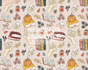 Leesgrage herfst Halloween naadloos patroon 300 DPI PNG Instant Download digitale papers Vinyl stof Surface Design herfst herfst gezellig bestand
