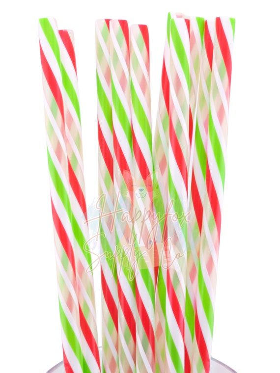 12 Original Festive Reusable Plastic Straws for Tumblers, Cups