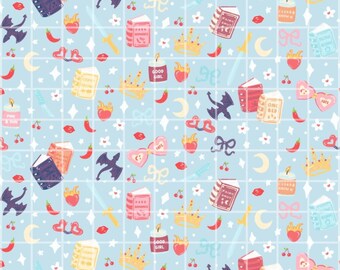 Papel digital con estampados románticos sin costuras, estampado de fantasía para amantes de los libros, estampado de tela con espada y corona de dragón, papel para álbumes de recortes con temática de libros