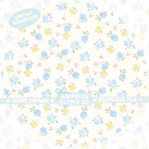 Ditsy naadloze bloemenpatroon PNG-download voor digitaal papier Vinyl stof Surface Design Coquette botanisch zacht meisje bloemen meisjesachtig patroon