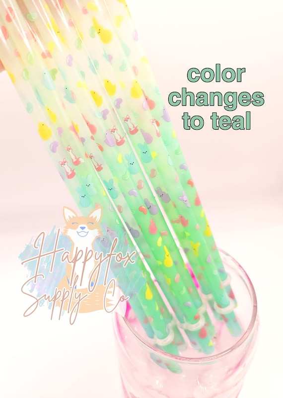 10 ORIGINAL Color Changing Easter Treats Reusable Plastic Straws 5