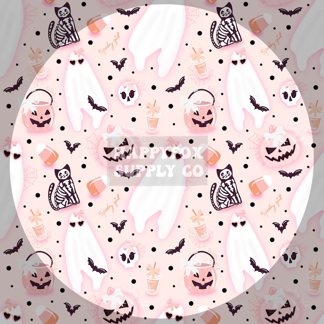 Girly Halloween Seamless Pattern 300 DPI PNG Instant Download Digital ...