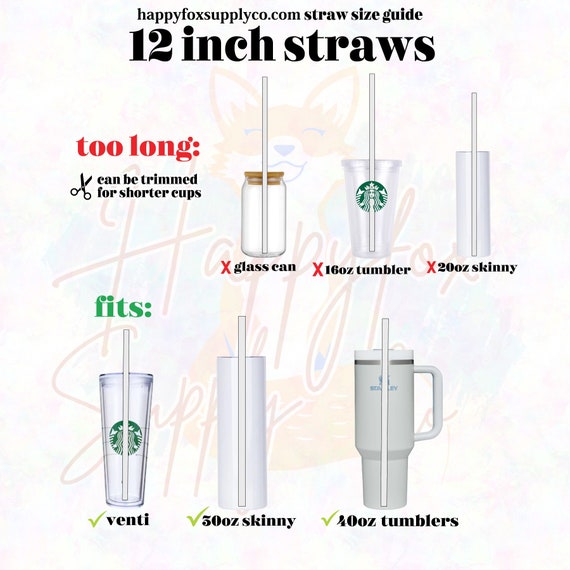12 Original Festive Reusable Plastic Straws for Tumblers, Cups
