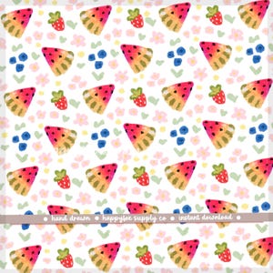 Naadloze zomerwatermeloenpatroon 300 dpi png-download voor digitaal papier vinyl stof oppervlakteontwerp fruit aardbei levendig helder png