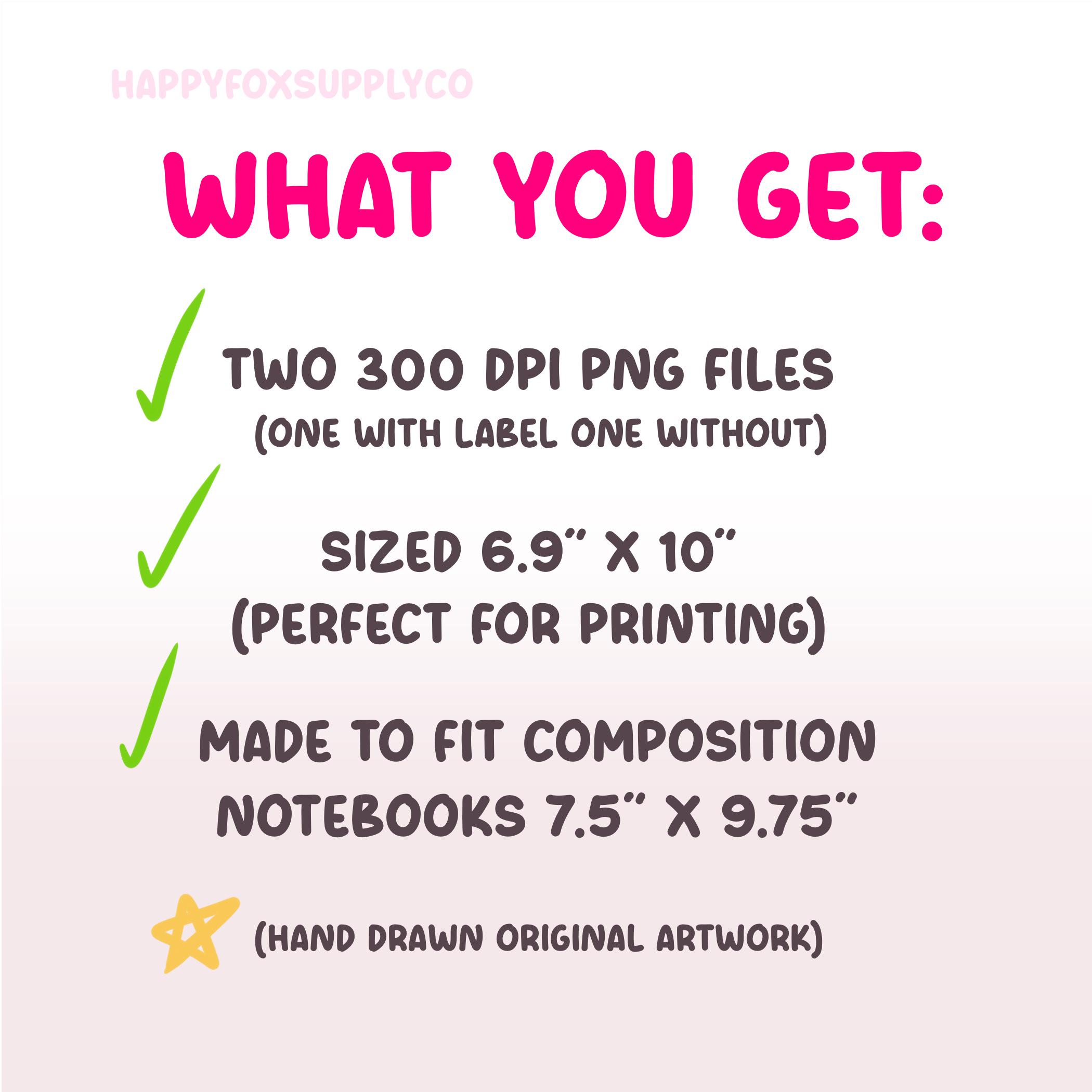 Printable Composition Notebook Cover PNG Back to School Personal ...